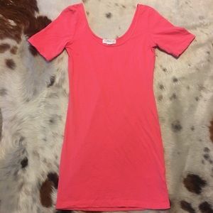 Pink Short Sleeve Bodycon Dress